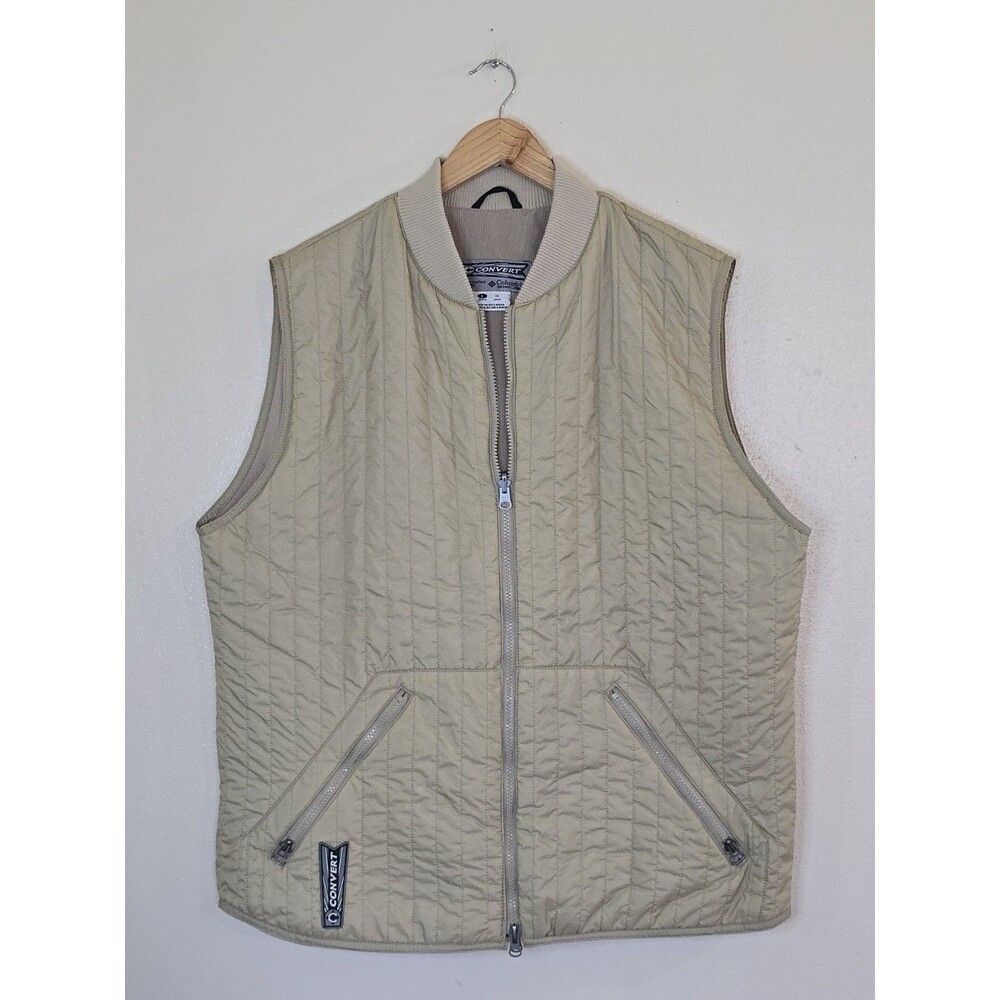 Vintage Convert By Columbia Quilted Vest Mens Large Beige Y2K Gorpcore Techwear - Picture 2 of 11